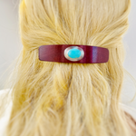 Bloodwood Turquoise Silver Gemstone barrette XL Southwestern Hair Clip