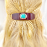 Bloodwood Genuine Turquoise Sterling Silver Gemstone Barrette Large Southwestern Hair Clip