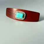 Bloodwood Genuine Turquoise Sterling Silver Gemstone Barrette Large Southwestern Hair Clip