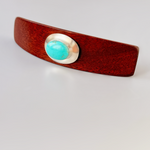 Bloodwood Turquoise Silver Gemstone barrette XL Southwestern Hair Clip