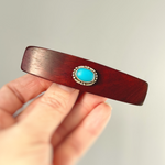Sterling Silver and Turquoise Gemstone Barrette Borneo rosewood medium clip