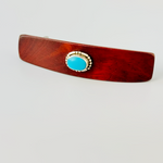 Sterling Silver and Turquoise Gemstone Barrette Borneo rosewood medium clip