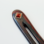 Cocobolo Rosewood Baltic Amber Sterling Silver Wood and Gemstone Hair pins