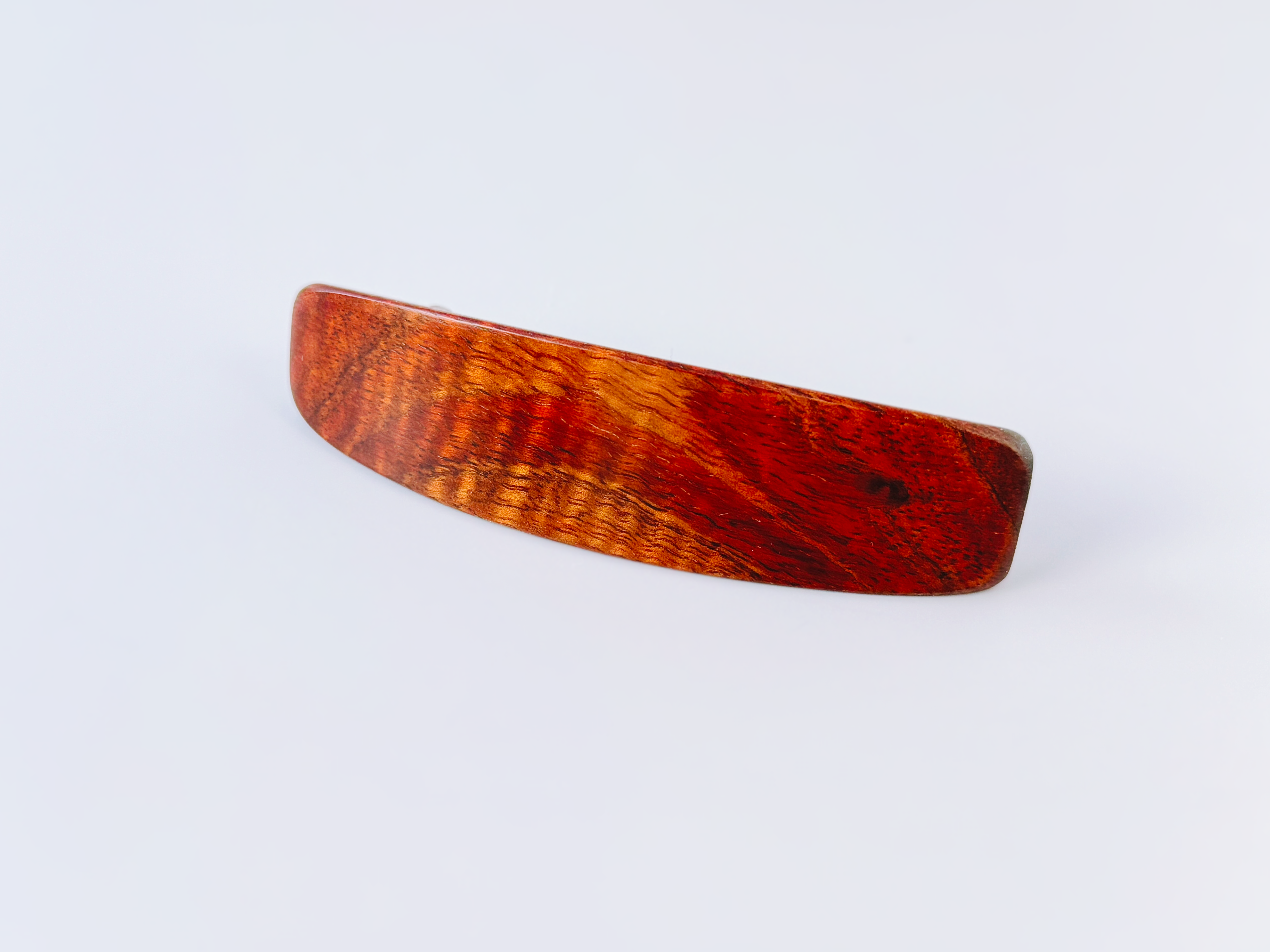 Medium Curly Koa wood barrette,  AAA wood hair clip,  fine hair barrette, wooden barrette,
