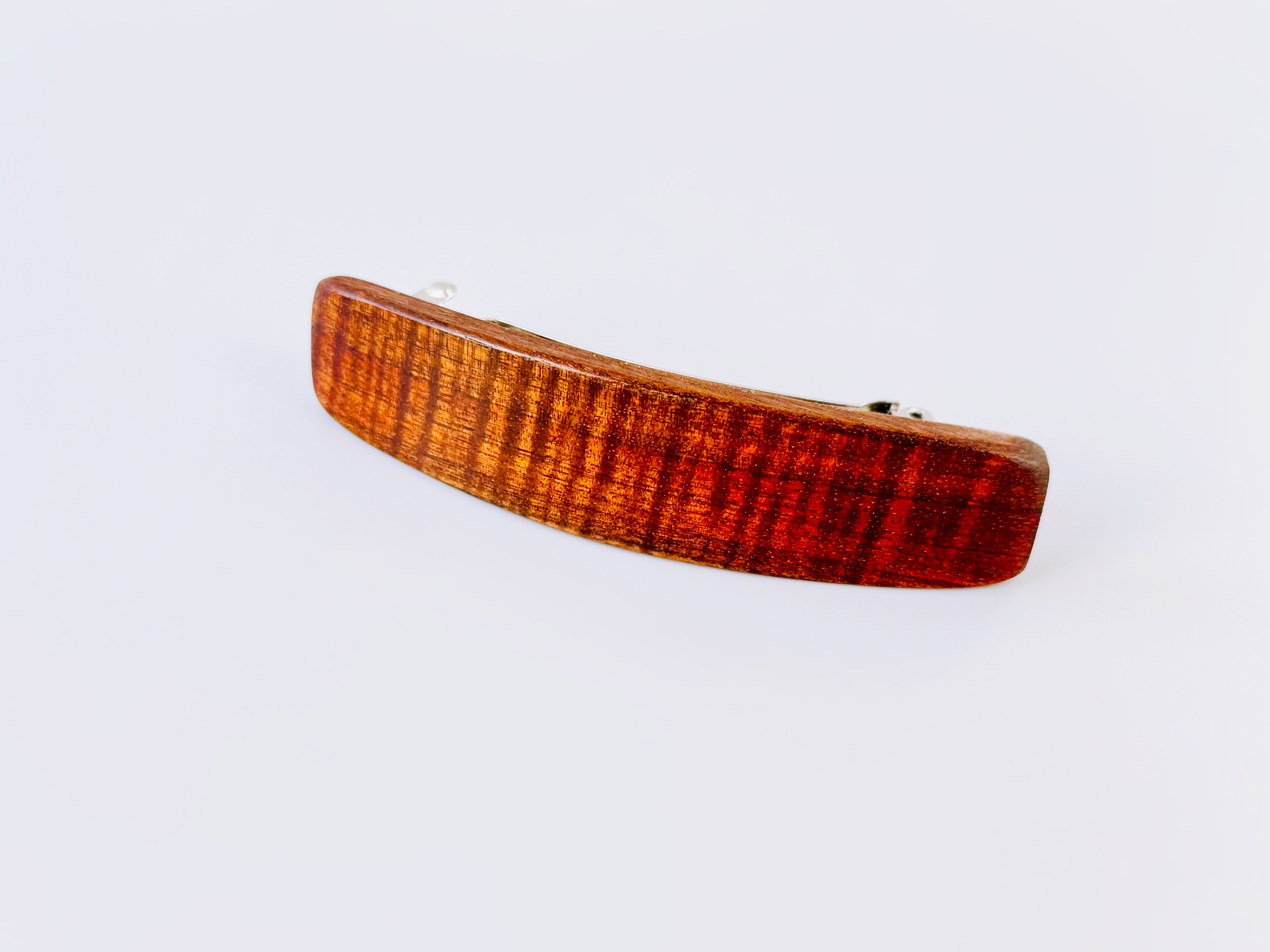 Large Curly Koa Wood barrette, Luxury  Hawaiian wood 5th Anniversary Gift
