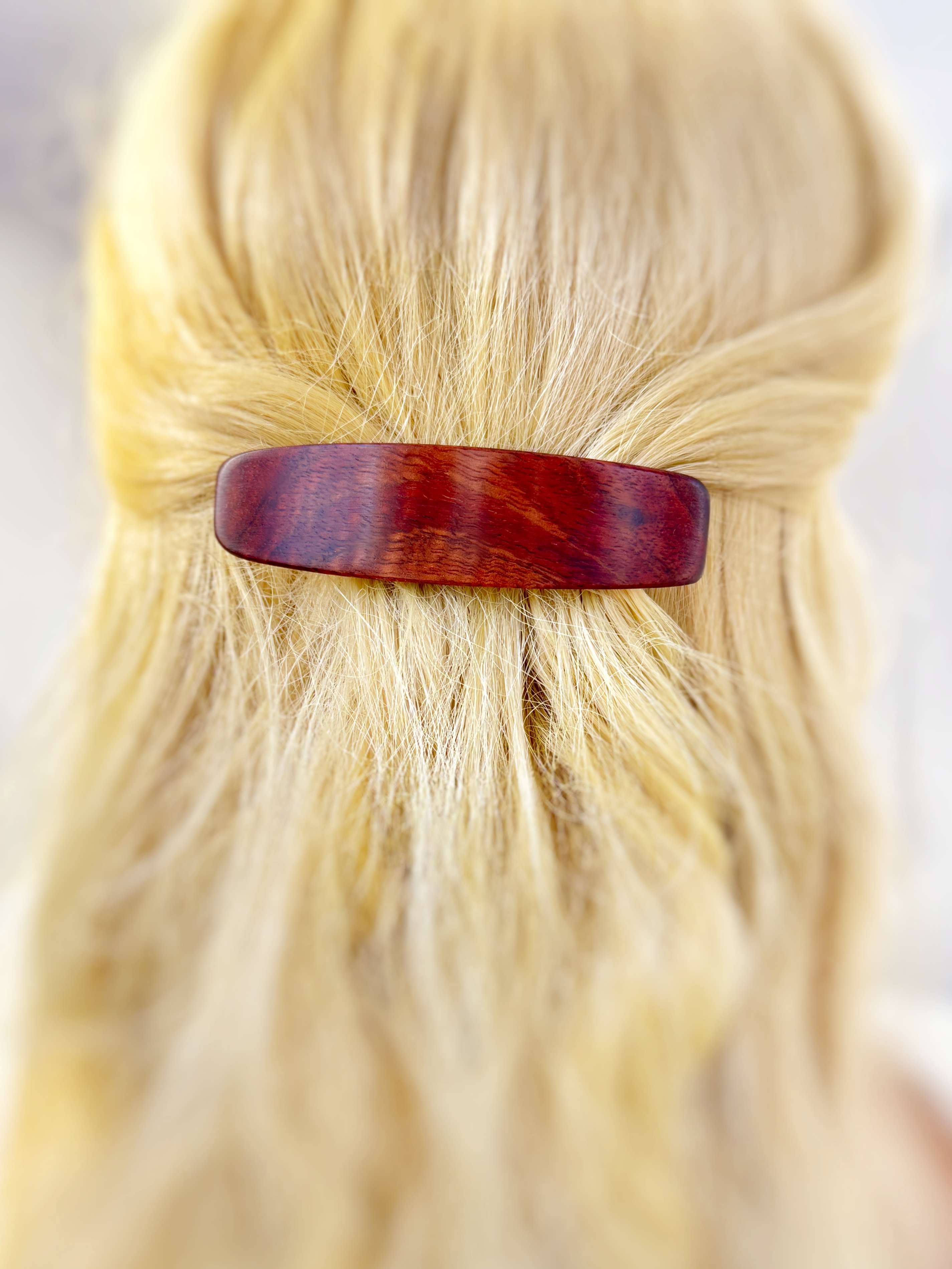 Large Curly Koa Wood barrette, Luxury  Hawaiian wood 5th Anniversary Gift