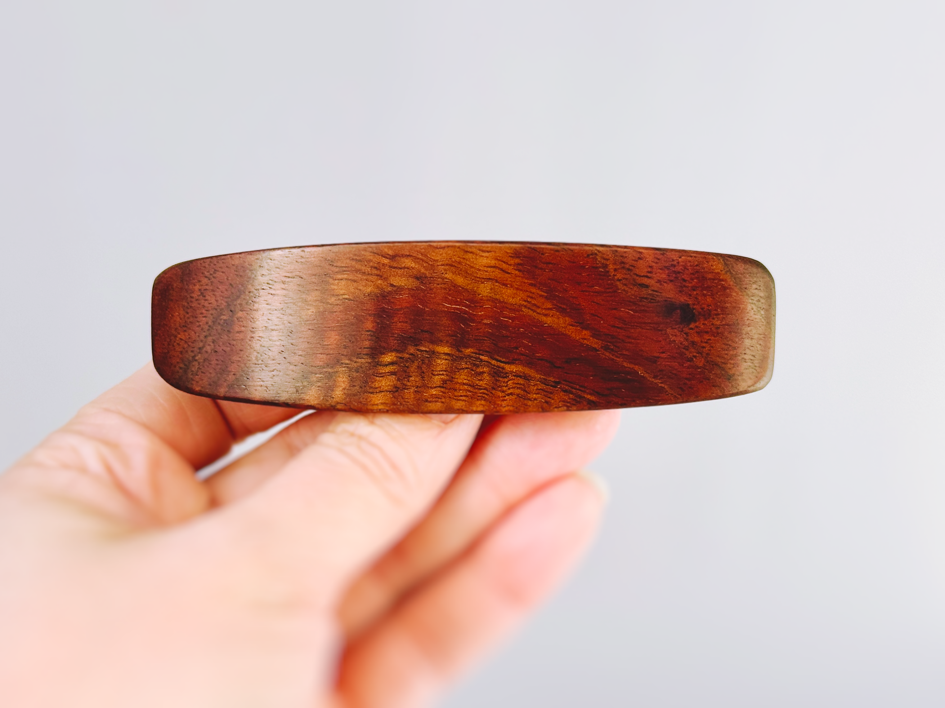 Large Curly Koa Wood barrette, Luxury  Hawaiian wood 5th Anniversary Gift
