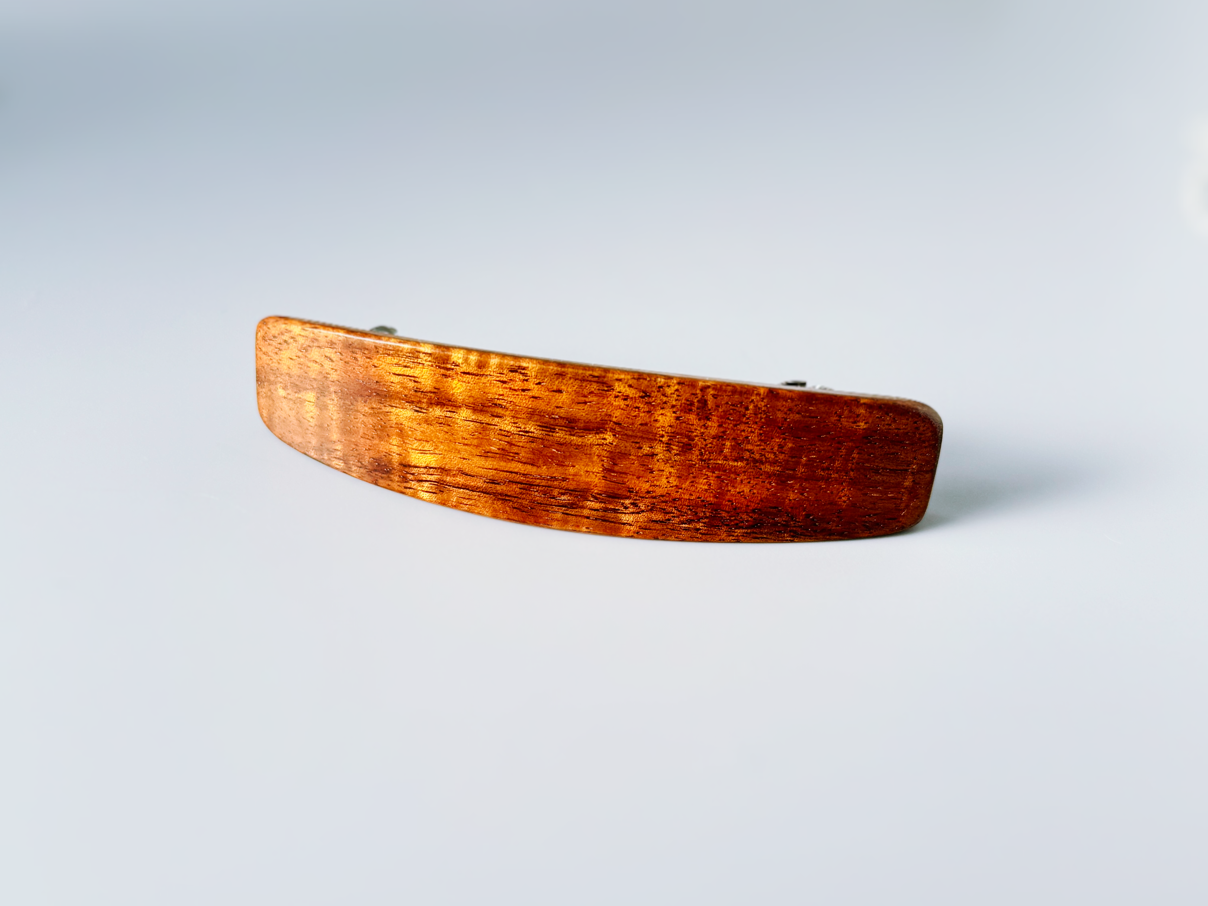 Medium Curly Koa wood barrette,  AAA wood hair clip,  fine hair barrette, wooden barrette,
