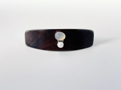 Sterling Silver Ebony Chalcedony and Pearl Gemstone Barrette