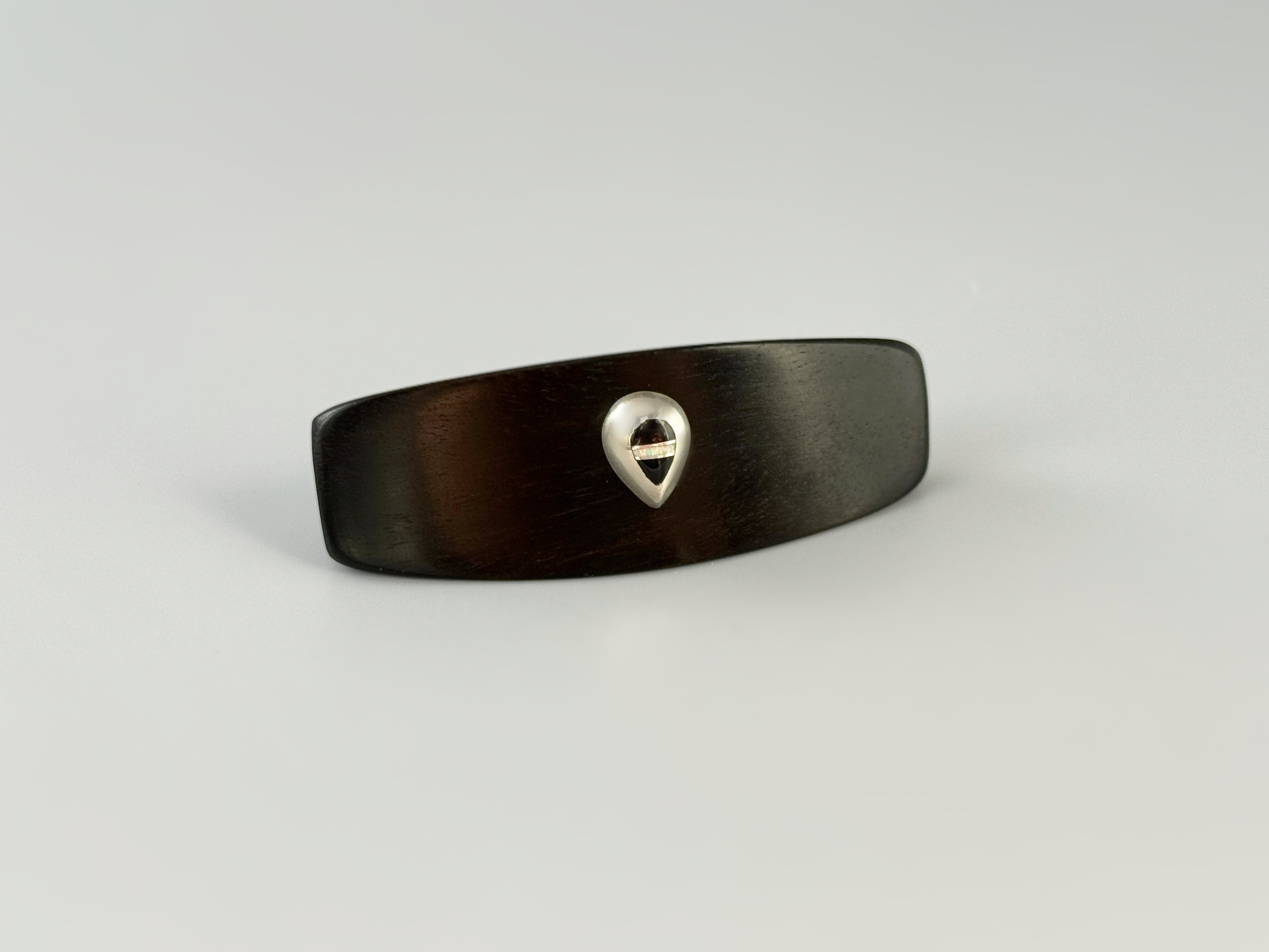 Ebony Wood Opal Sterling Silver Gemstone Barrette Small