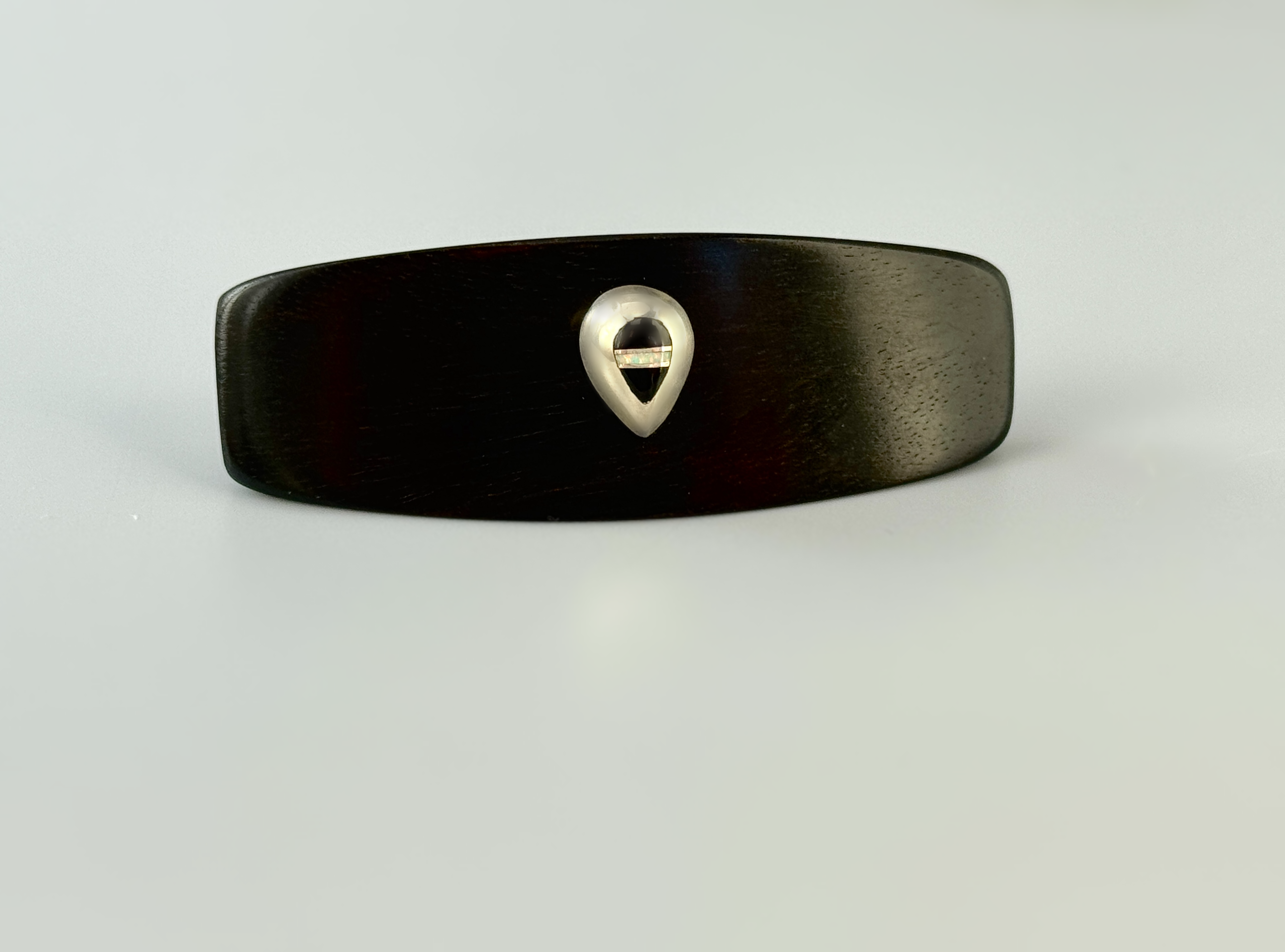 Ebony Wood Opal Sterling Silver Gemstone Barrette Small