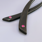 Ebony Serling Silver and Genuine Ruby hair sticks, silver luxury hair pins