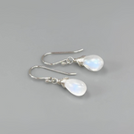 Smooth Sterling Silver Moonstone Dangle Earrings