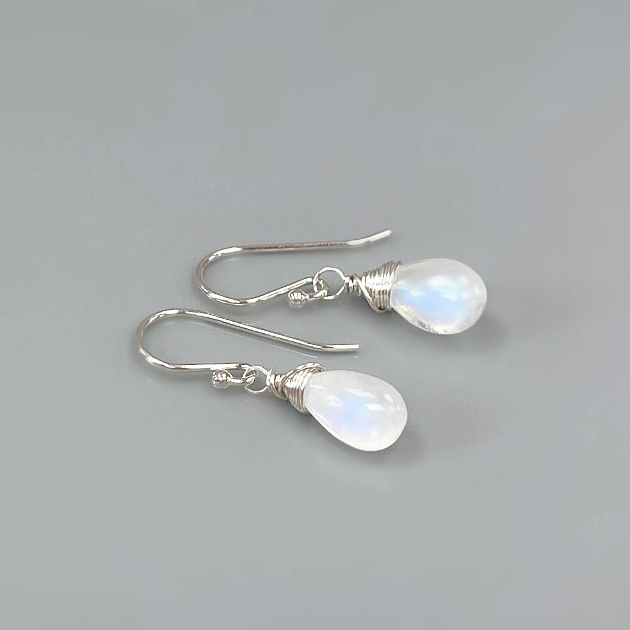 Smooth Sterling Silver Moonstone Dangle Earrings