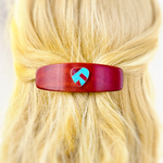 Pink Ivory Sterling Silver Opal and Turquoise Gemstone barrette, luxury hair clip Medium