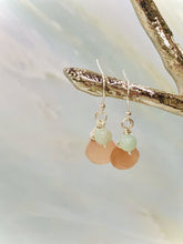Load image into Gallery viewer, Dainty Peach Moonstone and Peruvian Opal Earrings