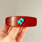 Pink Ivory Sterling Silver Opal and Turquoise Gemstone barrette, luxury hair clip Medium