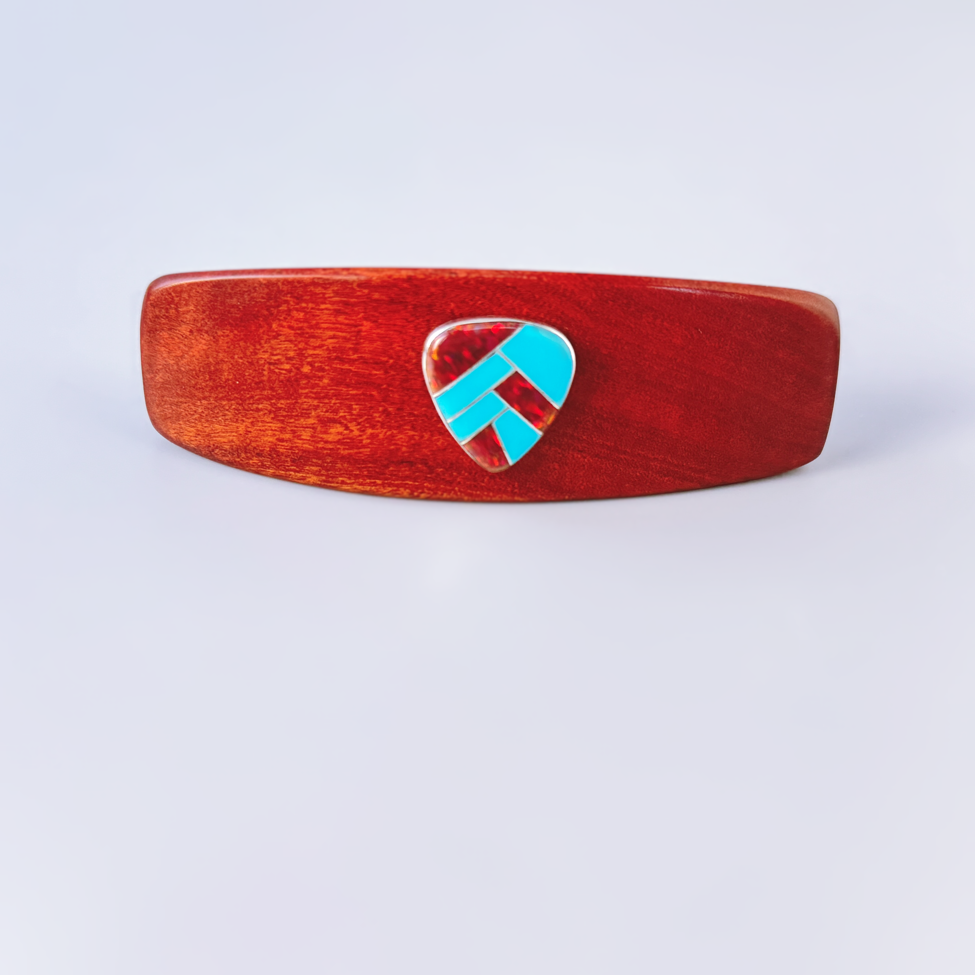 Pink Ivory Sterling Silver Opal and Turquoise Gemstone barrette, luxury hair clip Medium