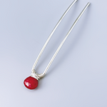 Genuine Ruby Gemstone Hair Pin Luxury Silver or Gold Hair Fork