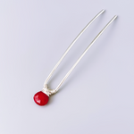 Genuine Ruby Gemstone Hair Pin Luxury Silver or Gold Hair Fork