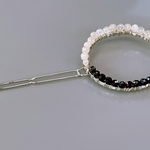 Moonstone and Spinel Gemstone Barrette Silver Hair Clip