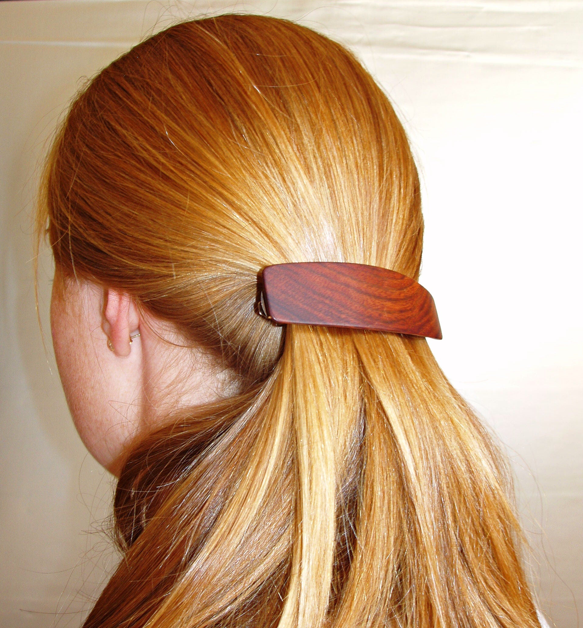 Large Spalted Maple barrette, light wood hair clip, wooden barrette,