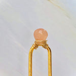 Peach Moonstone Gemstone Hair Pin, Gold Wedding Hair Pin
