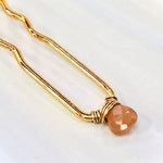 Peach Moonstone Gemstone Hair Pin, Gold Wedding Hair Pin