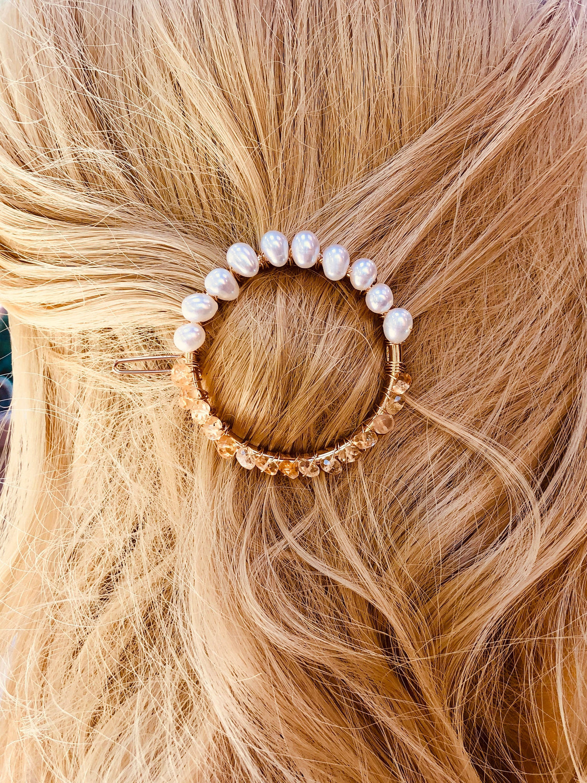 Gold Pearl Drop Barrett Hair Accessory Amazon.com : Aneneiceera Pearl Hair Clip Gold Hair Barrette  main image 4