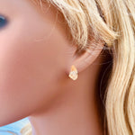 Raw Citrine Post Earrings, dainty raw citrine stud earrings, artisan citrine earrings