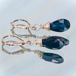 Deep and Dark Faceted Labradorite earrings, Labradorite Leverback Earrings