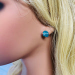 Organic Apatite Post Earrings, dainty raw Apatite stud earrings, artisan Apatite earrings