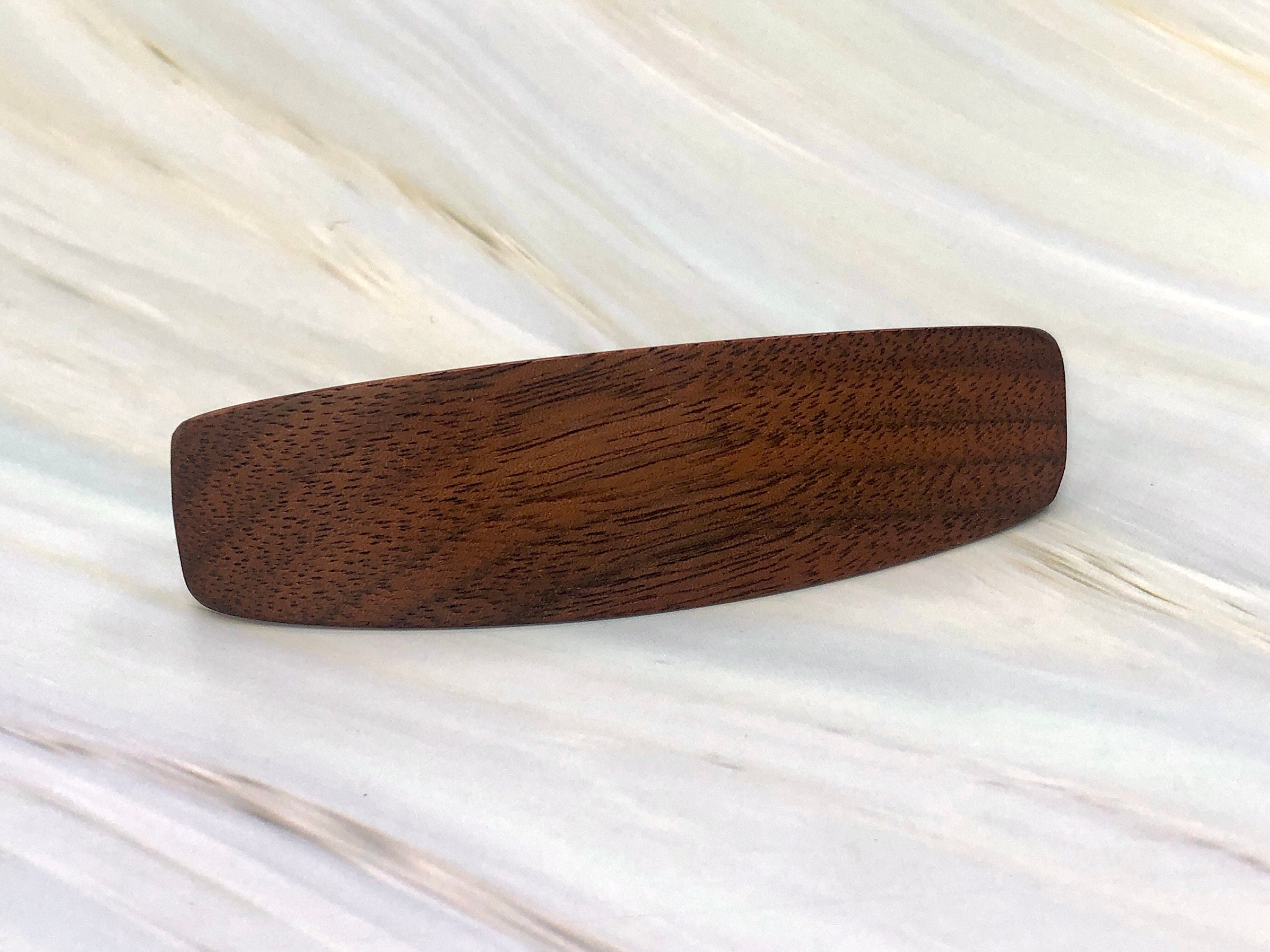 Medium Walnut Wood Barrette, Backyard Woods series wooden hair clip