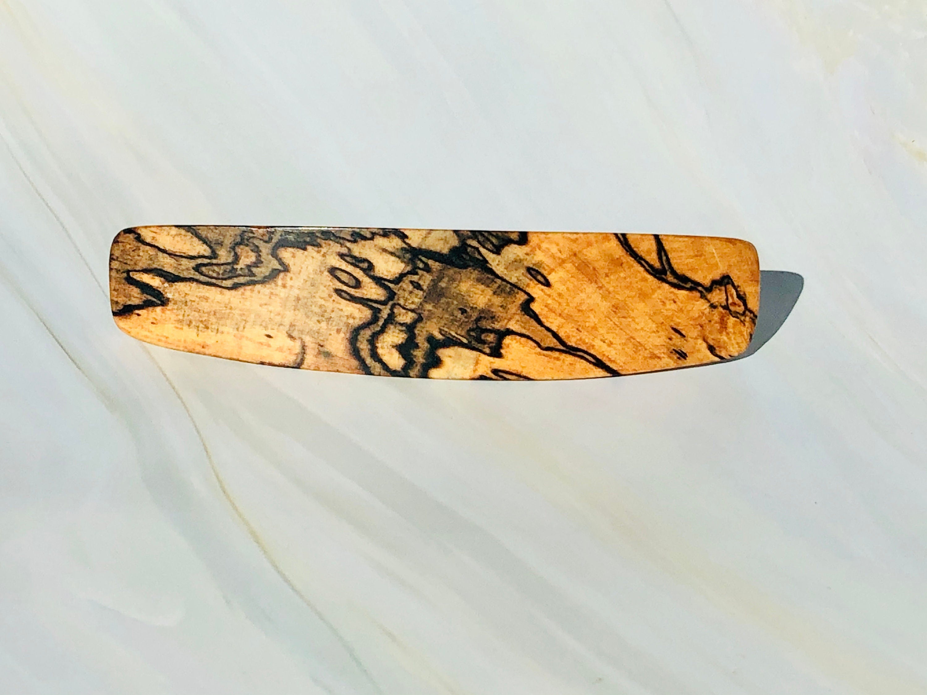 Large Spalted Maple barrette, light wood hair clip, wooden barrette,