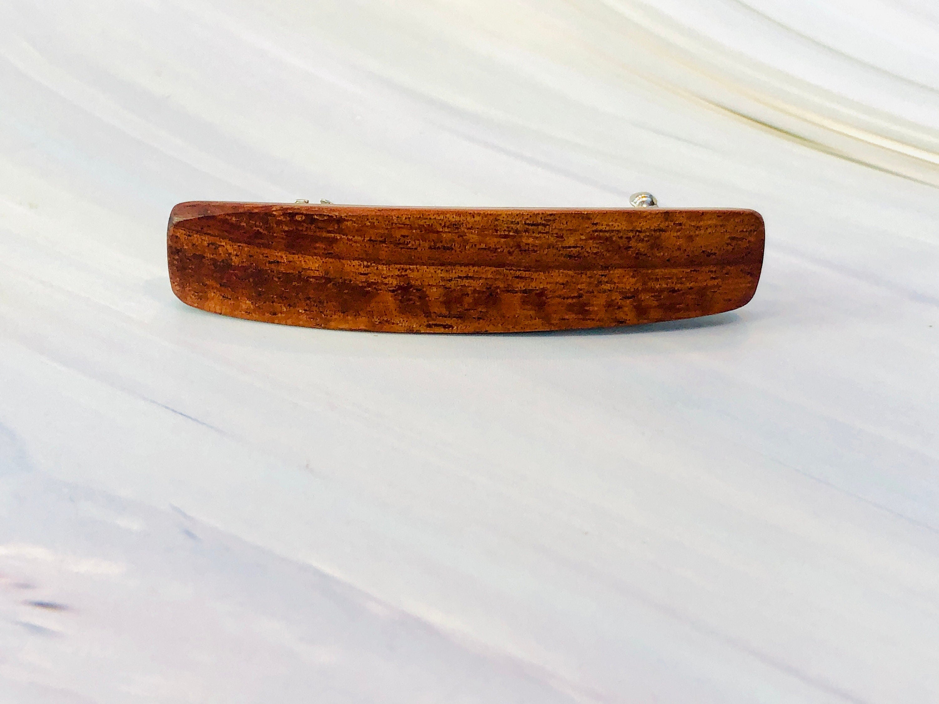 Curly Koa wood hair clips, Hawaiian wood barrettes, Small Fine Hair barrette, Children's hair wooden hair clips, 5th anniversary gift