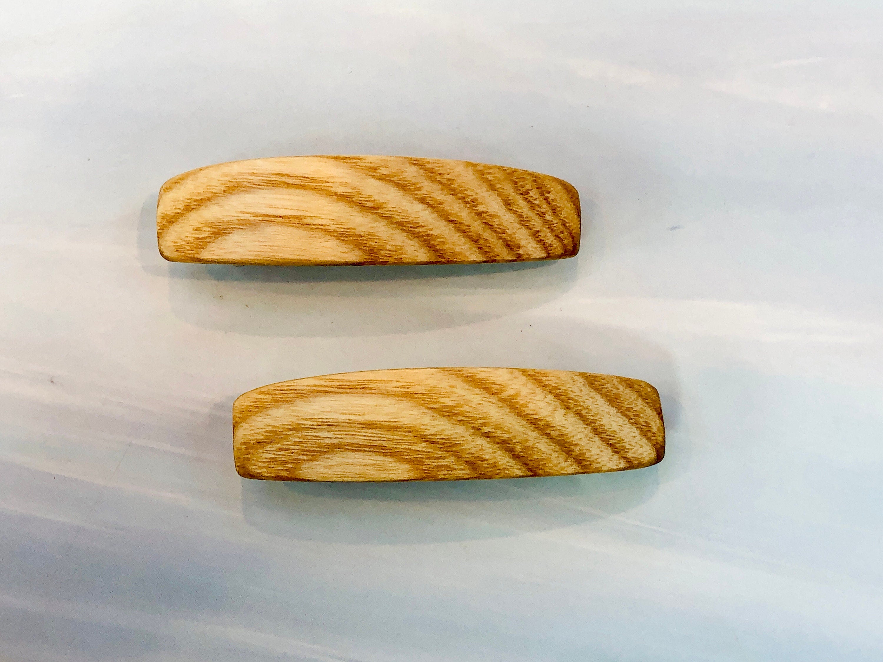 Small White Ash wood barrettes, wood hair clips, Hair clips for fine hair