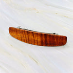 Large Curly Koa wood barrette, Luxury wood 5th Anniversary Gift Hawaiian