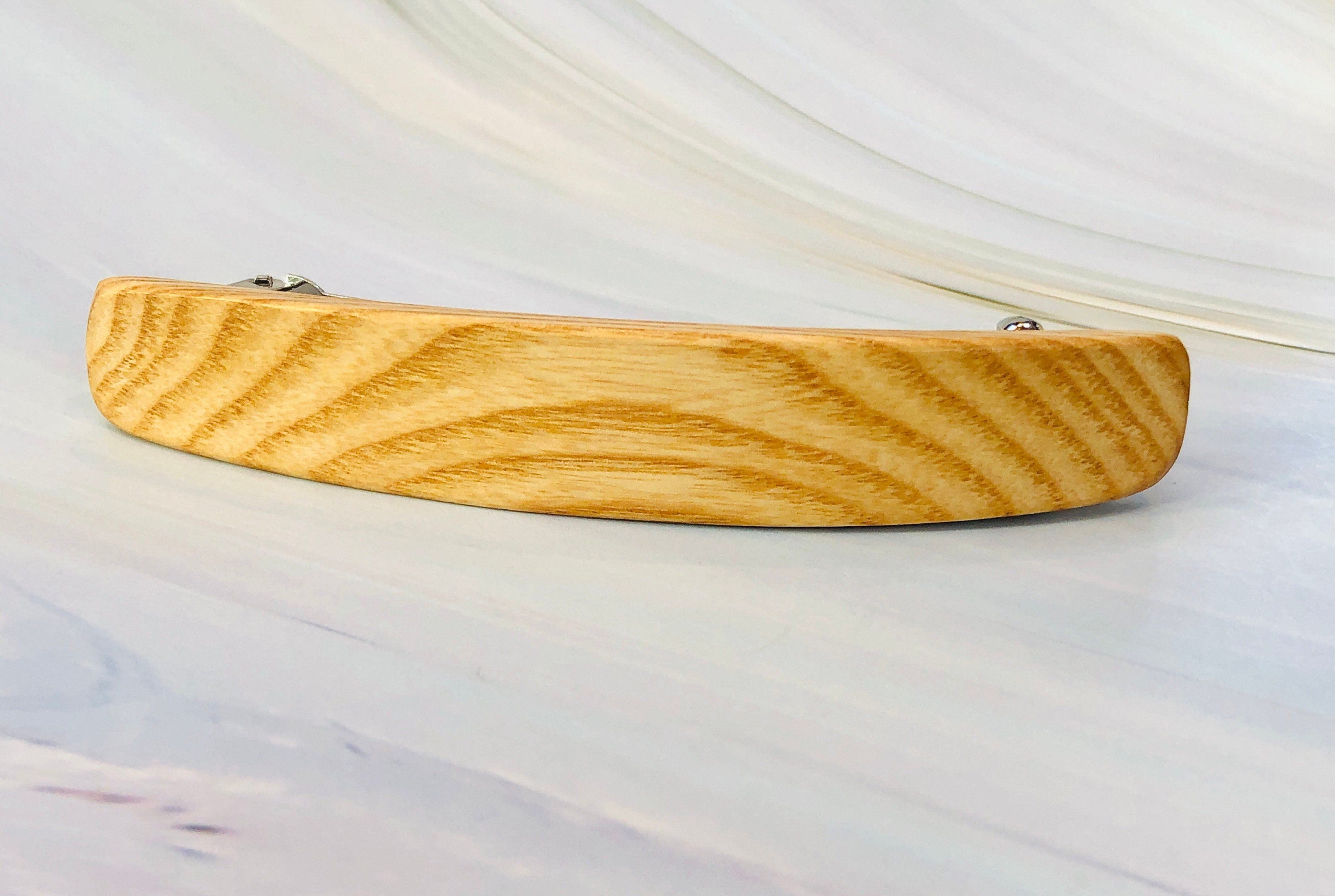 XL White Ash wood barrette, Light wood hair clip