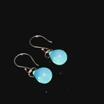 Rain Drop Earrings Aqua Art Glass Earrings sterling silver modern art glass earrings, beach glass, gift for wife, girlfriend