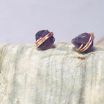 Raw Amethyst Stud Earrings