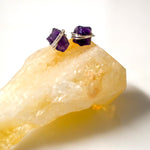 Raw Amethyst Stud Earrings