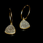 Sparkling Druzy Hoop Earrings Minimalist Modern Druzy Hoops