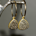 Sparkling Druzy Hoop Earrings Minimalist Modern Druzy Hoops