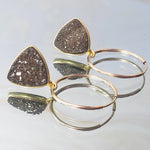 Sparkling Druzy Hoop Earrings Minimalist Modern Druzy Hoops