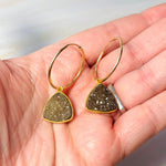 Sparkling Druzy Hoop Earrings Minimalist Modern Druzy Hoops