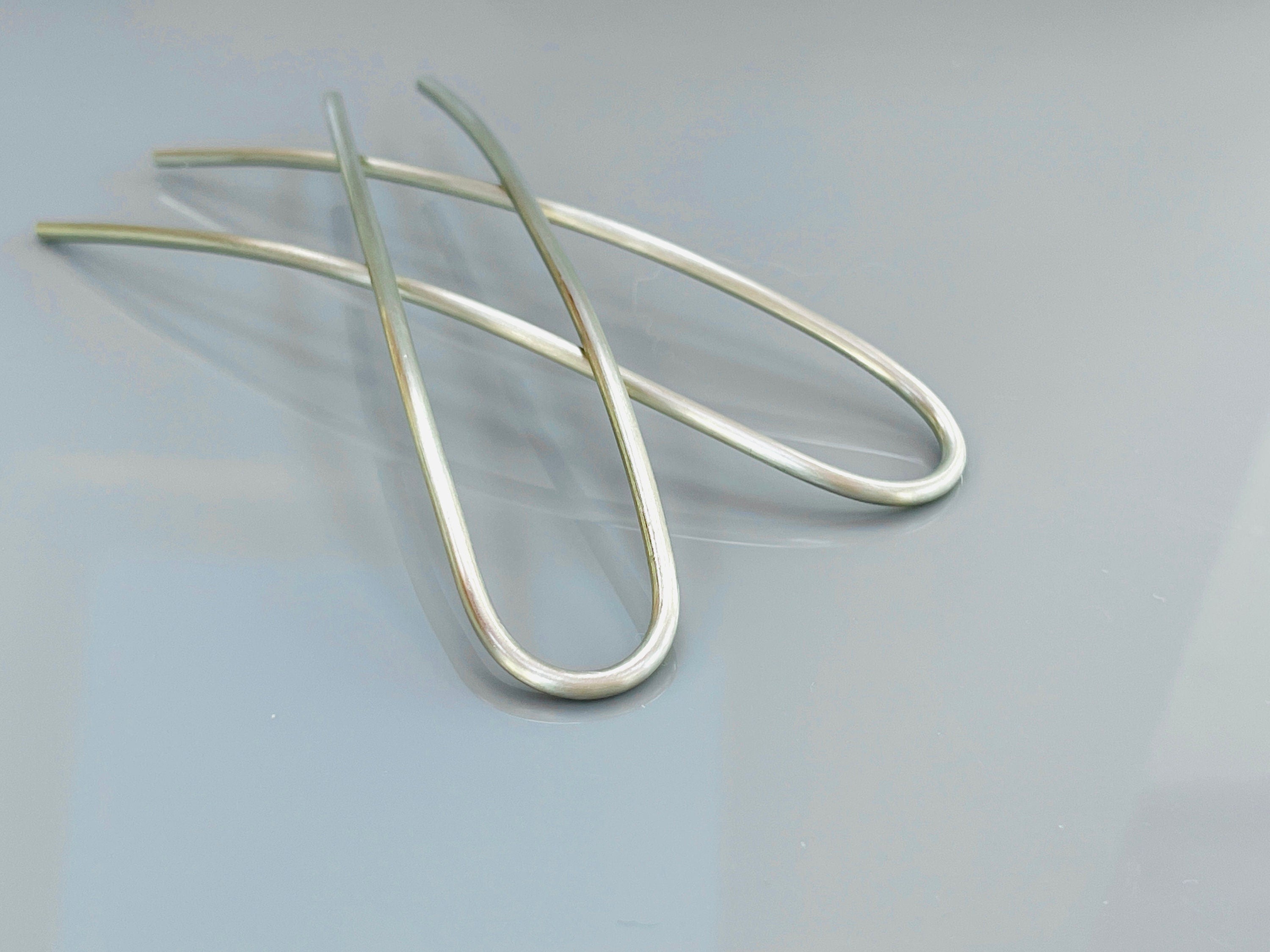 Featherweight Silver Metal Hair Pin, Minimalist Modern hair pins