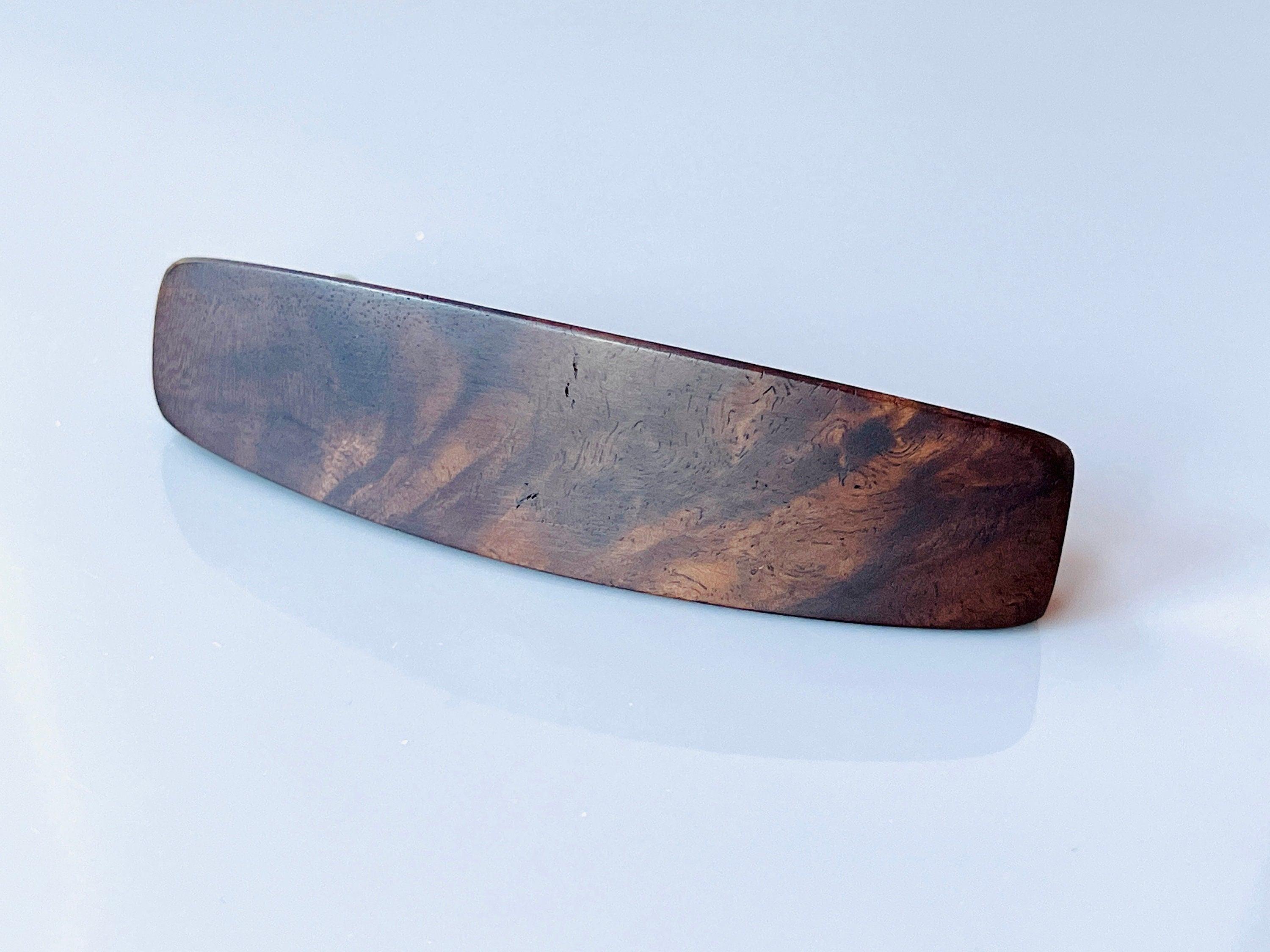 Hair Clip for Women Wood Barrette for long hair Walnut Burl Medium Minimalist Plain Hair Clip Claw Handmade elegant Wooden gift for Wife