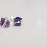 Raw Amethyst Stud Earrings