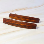 Small Cocobolo Rosewood wooden barrettes, wood hair clips - smallest size for fine hair
