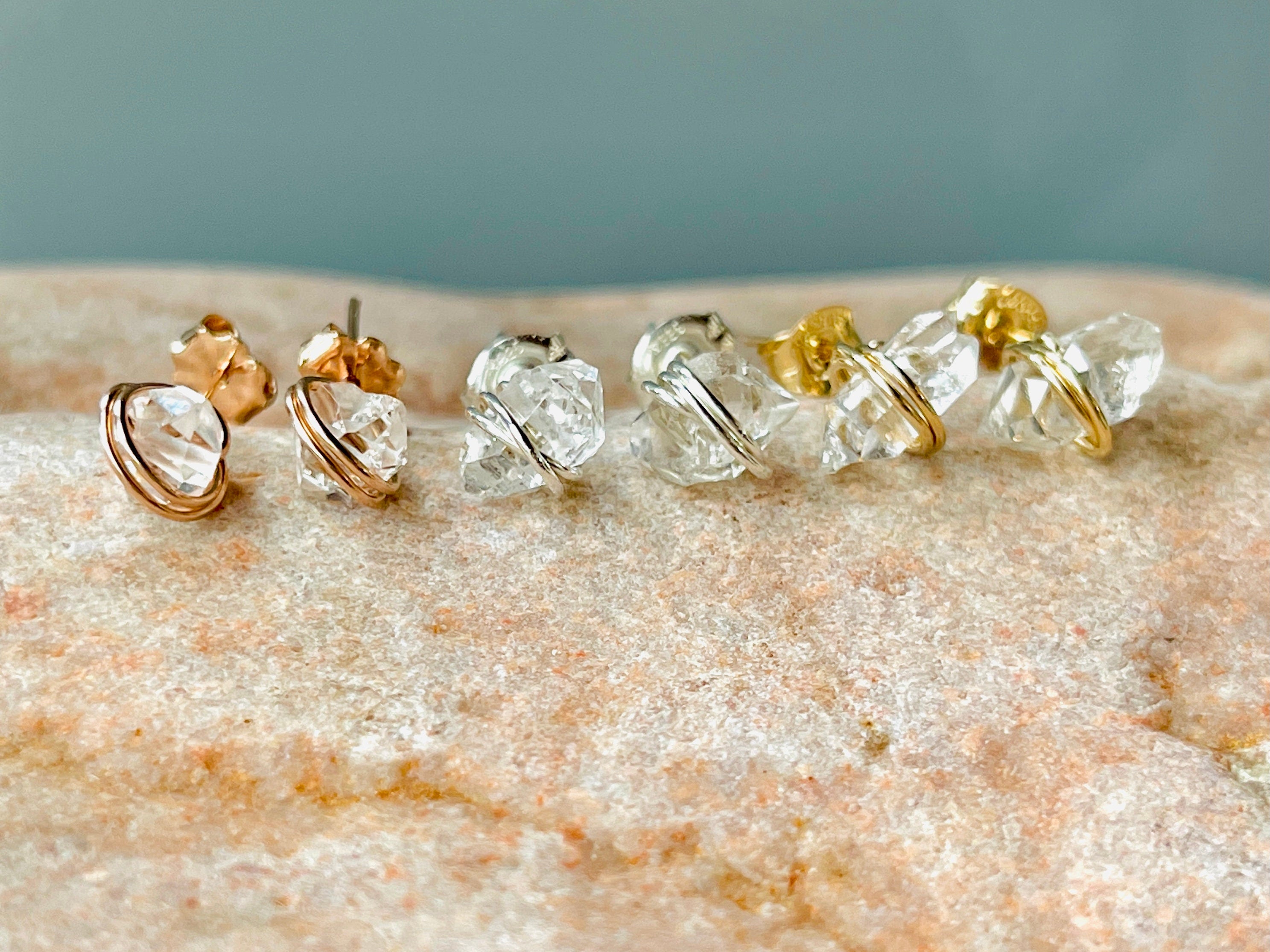 Herkimer Diamond earrings, Stud Earrings Raw Diamond Earrings, minimalist Crystal post earrings, gift for wife, girlfriend, bridesmaids